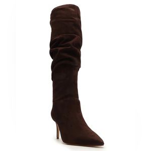 NEVER WORN Schutz - Ashlee Up Suede Boot - 8.5 / Dark Chocolate / Suede